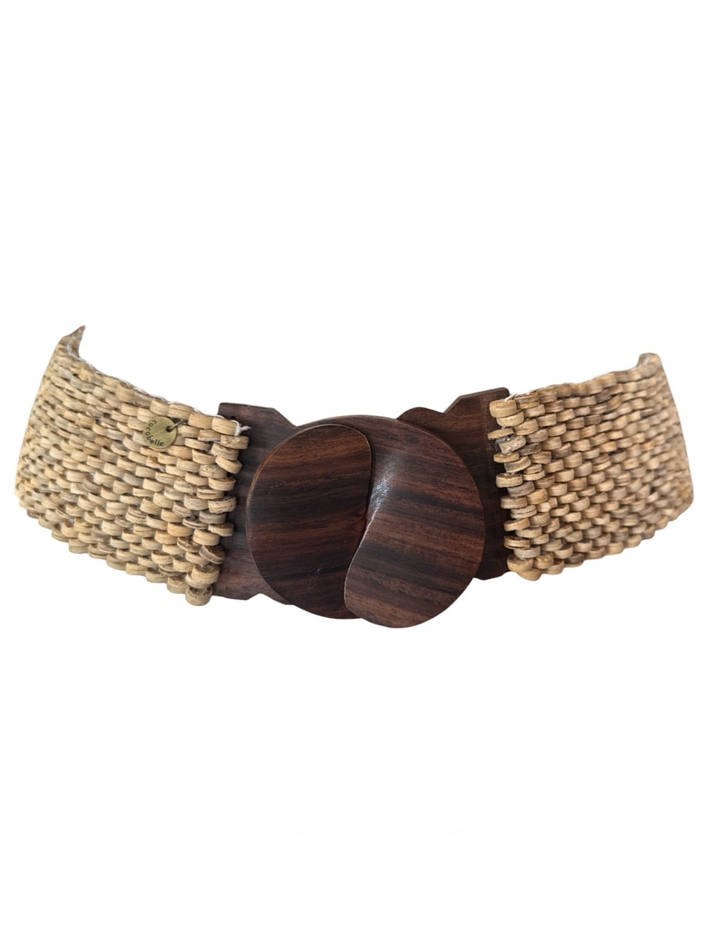 Cocobelle Elastic Women's Elastic Belt Coconut Beads Wooden Buckle Y2K